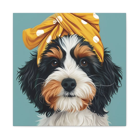 Cute Bernedoodle Bath Wall Art Doodle Spa Canvas Print Funny