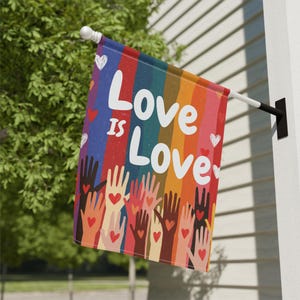 Love Is Love Garden Banner Progressive LGBTQ Ally Pride Outdoor Flag Pro Equality Yard Sign Inclusion Diversity Activist House Protest Decor