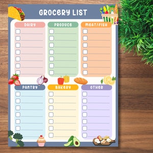 Printable Grocery List and Meal Planner Digital Meal Planner - Etsy