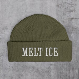 MELT ICE Embroidered Protest Beanie Anti-ICE, Pro-Immigrant Streetwear Cuff Beanie Embroidered Knit Hat