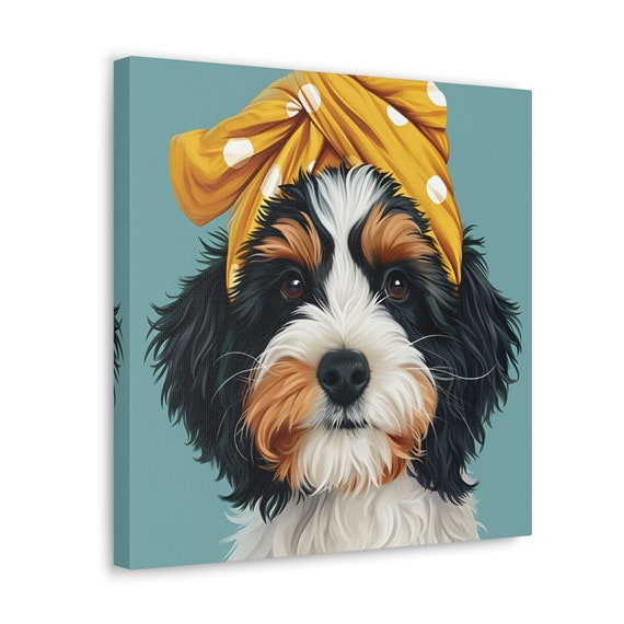 Cute Bernedoodle Bath Wall Art Doodle Spa Canvas Print Funny