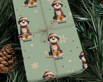 Bernedoodle Christmas Gift Wrap Doodle Xmas Wrapping Paper Holiday Gift Wrap, Cute Dog  Holiday Present Wrap Doodle Mom Gift
