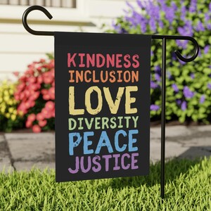 Inclusive Human Rights Garden Flag Diversity Justice Equality Yard Sign Pride Month Outdoor Banner for Progressive Homes We Believe Flag