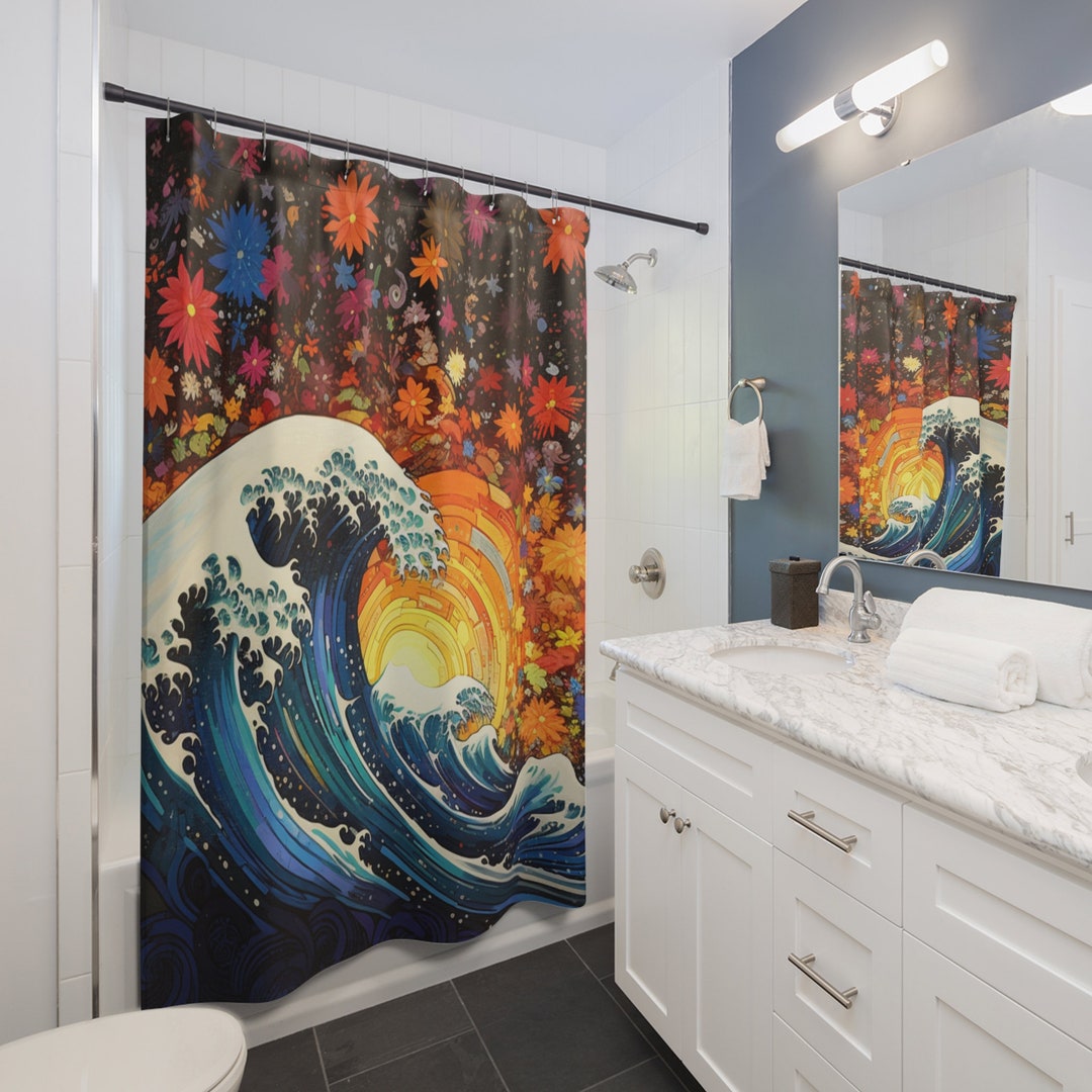 Great Wave Shower Curtain Great Wave off Kanagawa Decor Boho Shower