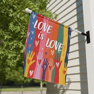 Love Is Love Garden Banner Progressive LGBTQ Ally Pride Outdoor Flag Pro Equality Yard Sign Inclusion Diversity Activist House Protest Decor