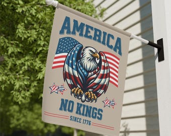 No Kings Since 1776 Patriotic Garden Flag Anti-Trump USA Eagle Banner for Political Yard Decor Progressive Yard Banner Human Rights