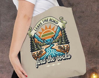 Rockhound Tote Bag, Rock Lover Gift, Geology Student Book Bag, Reusable Shopping Tote, Rock Collector Bag, Fossil Collecting Rock Hound