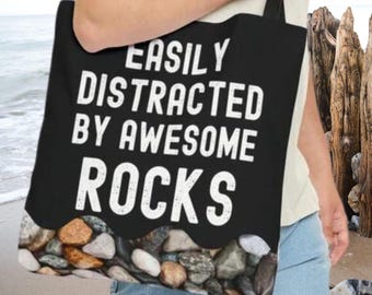 Rock Collector Bag, Rockhound Tote, Canvas Tote for Rock Collectors Fossil Hunter Bag Shell Collecting Tote Bag Rock Hound Gift Tote 3 sizes