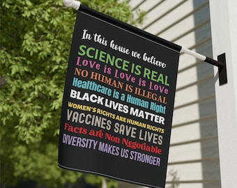 Love is Love House Flag/Banner - Inclusive & Empowering - Human Rights Statements Garden Banner Progressive Yard Flag