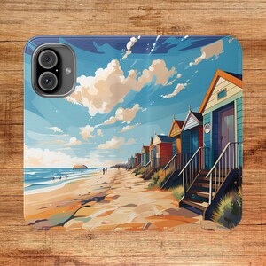 Beach Scene Folio iPhone Phone Case, Summer Vacation Samsung Galaxy Phone Cover, Coastal Aesthetic Gift for Ocean Lovers se3aside Case