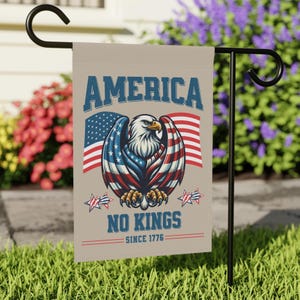 No Kings Since 1776 Patriotic Garden Flag Anti-Trump USA Eagle Banner for Political Yard Decor Progressive Yard Banner Human Rights