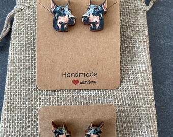 Doberman Earrings. Dog stud earrings.