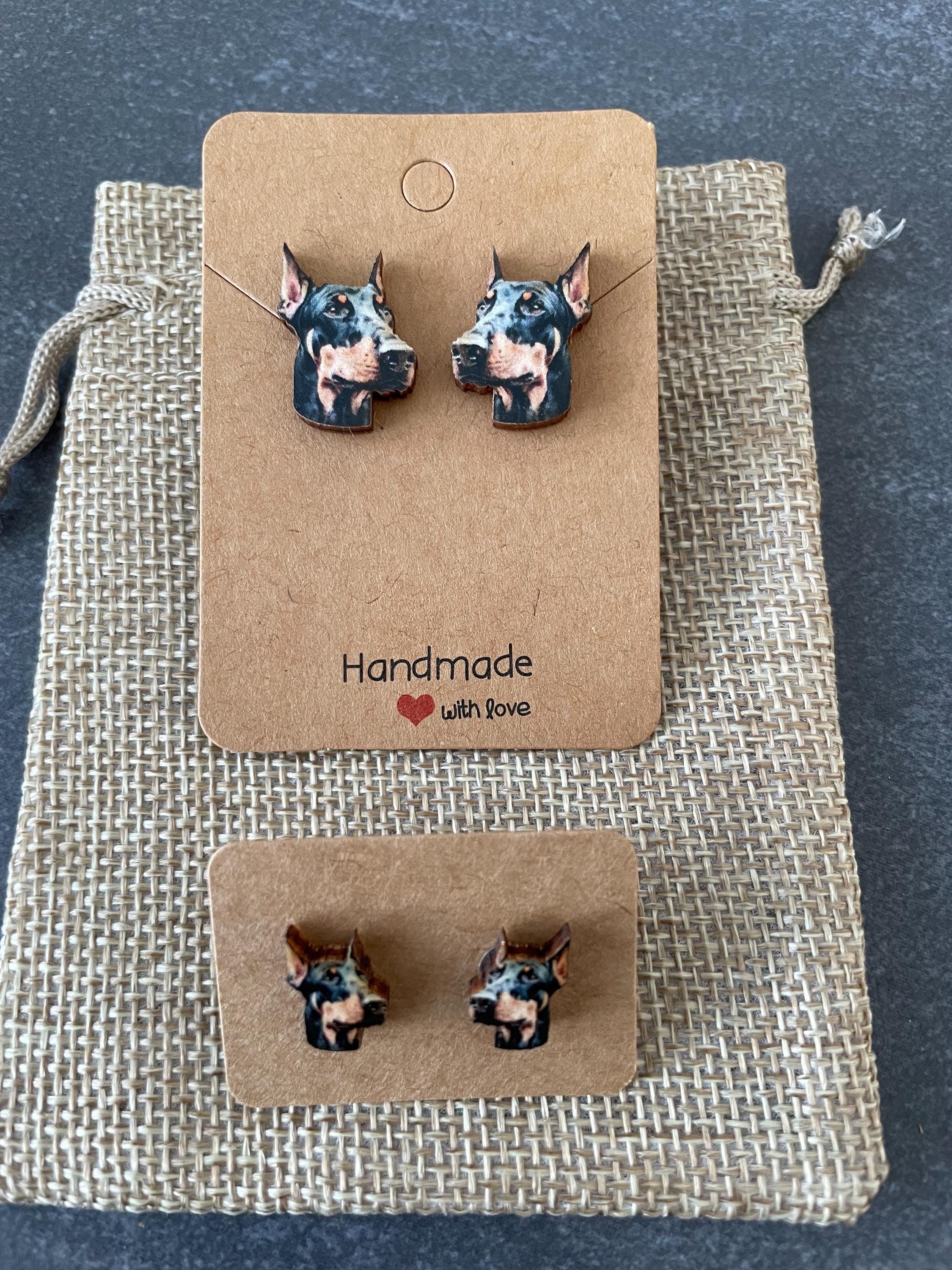 BONSNY Orecchini Pendenti Doberman In Stile Folk Art – Colorati, Leggeri, Ipoallergenici, Regalo Originale Per Amanti Dei Cani