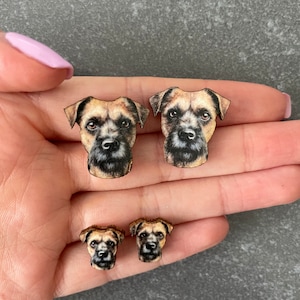 Border Terrier Earrings. Dog stud earrings.