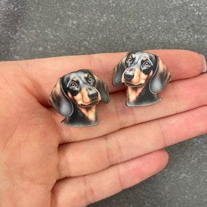 Dacshund Earrings. Dog stud earrings.