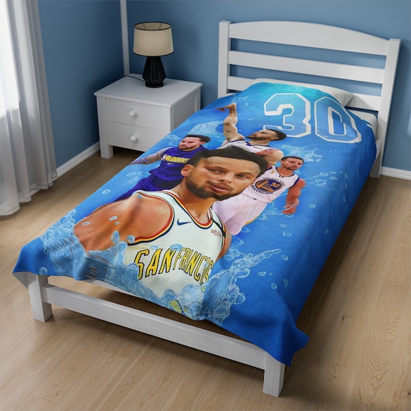 Steph Curry Plush Blanket, Golden State Warriors, Basketball, Gift or Soft comforting Cover for home