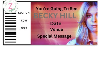 Becky Hill Ticket Memorabilia Ticket/Concert Ticket/concert Memorabilia Ticket/ Personalised Event Ticket/Souvenir Ticket