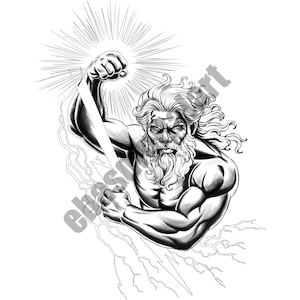 Zeus SVG - Mythology SVG - Charcoal Portrait - Digital Prints - Zeus Clipart - Instant Download - Zeus Printable - Zeus SVG Download