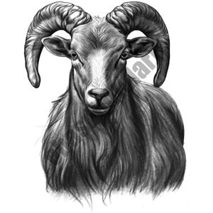 Ram SVG - Ram Wall Art Printable - Charcoal Animal Portrait - Digital Brush Drawing - Ram  Clipart - Instant Download Decor - Ram Head SVG