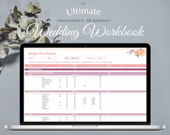 CUADERNO DE TRABAJO DE BODAS AUTOMATIZADO: Planificación de bodas / Rastreador de tareas / Planificador de presupuesto / Finanzas, Proveedor, Rastreadores de alquiler / Programador +Más