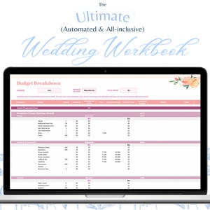 DIGITAL Automated WEDDING WORKBOOK: Wedding Planning | To Do Tracker | Budget Planner | Finances, Vendor, Rental Trackers | Scheduler +More