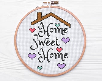 Quotes Home Sweet Home Cross Stitch Pattern PDF