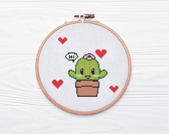 Cross Stitch Pattern PDF Cactus in love