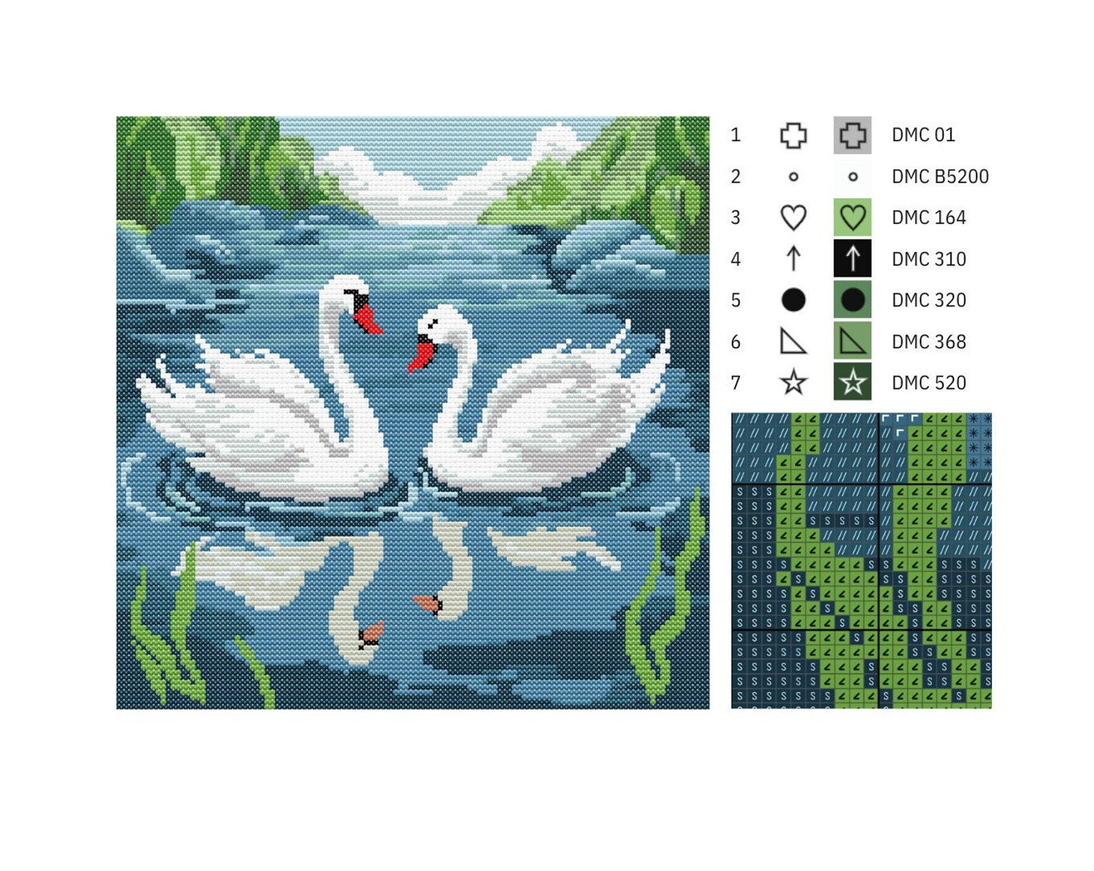 Swans Cross Stitch Pattern Pdf - Etsy