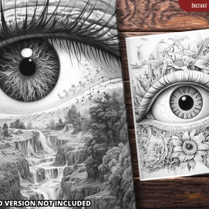 Eye Coloring Pages for Adults and for Kids for Relax and Stress Relief