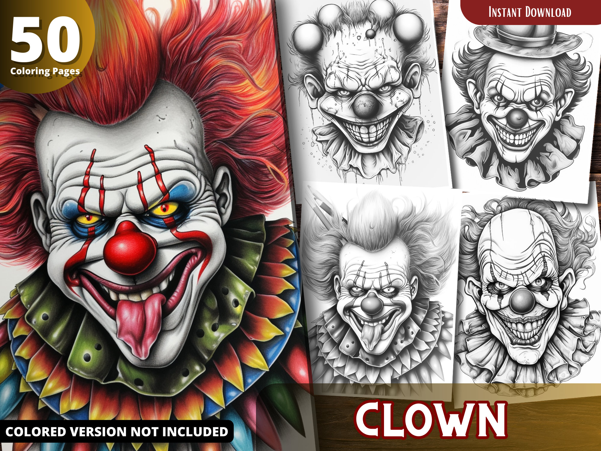 coloring pages of scary clowns