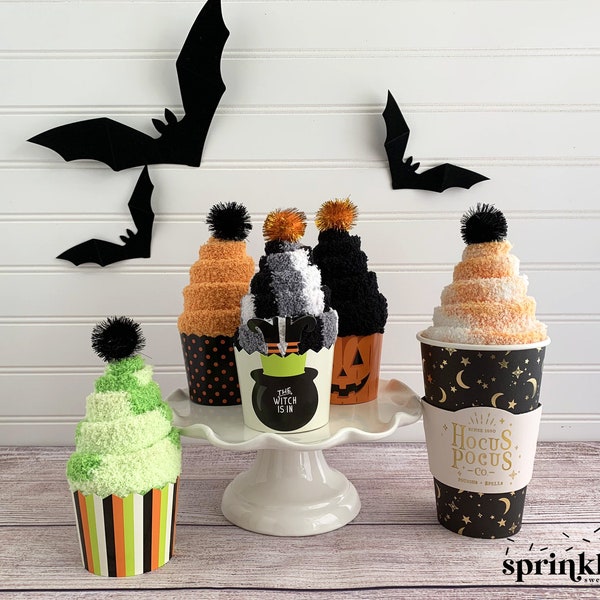 Halloween Party Favors, Halloween Gift Ideas, Fuzzy Socks for Women, Fuzzy Sock Cupcakes, Gifts for Teens, Hostess Gifts, Trick or Treat