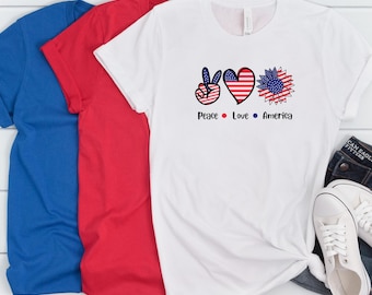 4th of July Shirt - Patriotic USA Flag Tee - Independence Day T-Shirt - Red White and Blue Outfit - July Fourth Graphic Shirt - American Tee