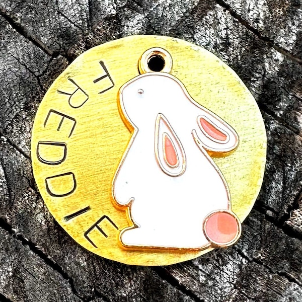 Bunny Dog Tag, Bunny Pet Tag, Rabbit, Pet ID Tag, Pet Bling, Pet Swag, Pet Gift, Handmade, Keychain, Key Ring, Collar Tag, Cat Tag, Dog Tag