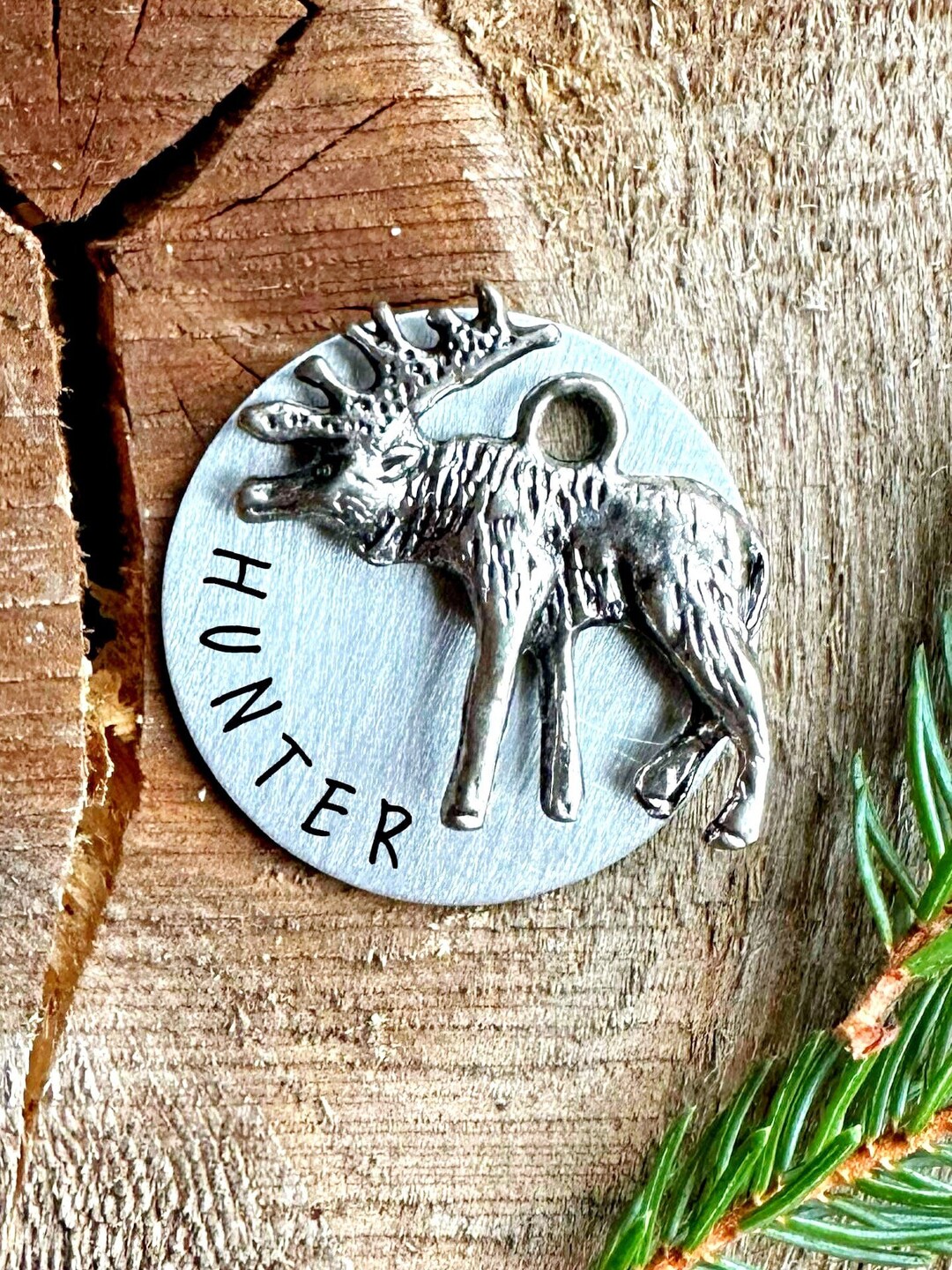 Hunter Dog Tag Hunter Pet Tag Moose Dog Tag Moose Pet Tag Etsy