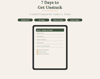 7-Day Guided Journal for Clarity & Action (Fillable PDF)