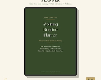 30-Day Morning Routine Planner, Wellness Habit Tracker (Digital Download)