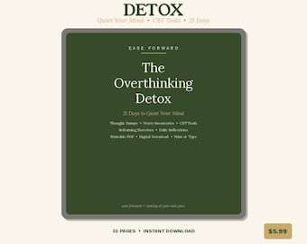 Overthinking Detox Journal | 21-Day Mental Health Workbook (Digital Download)