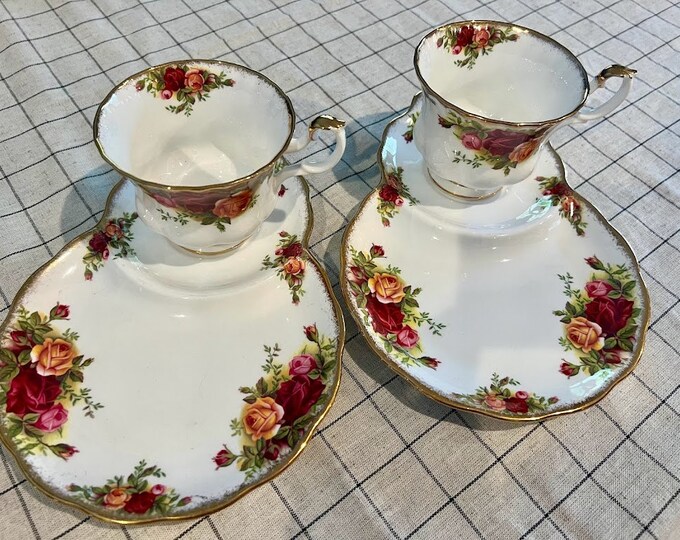 Vintage Old Country Roses Tea Cups and Plate Sets Royal Alberts Fine