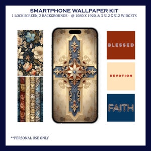 Ornate Cross #1 - Smartphone Digital Download Wallpaper Kit - iPhone, Android - 1080x1920 - Catholic Religious Christian Phone Background