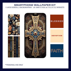 Ornate Cross #2 - Smartphone Digital Download Wallpaper Kit - iPhone, Android - 1080x1920 -Catholic Religious Christian Phone Background