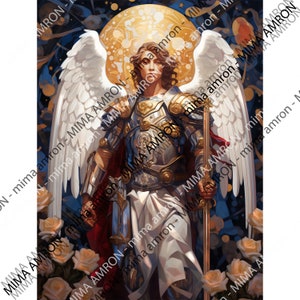 Erzengel Gabriel - Der Krieger Gottes Wille - Digitale Kunst Download - Katholische Inspiration - Engelflügel - Wandkunst