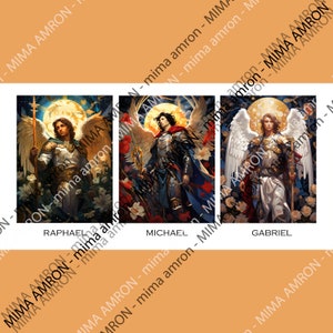 The Archangel Triptych - Digital Art Download - Catholic Inspiration - Michael, Gabriel, Raphael - Wall Art
