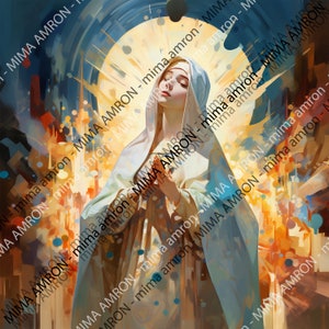 Mary In The Light of His Love - Art Digital Download - Catholic Inspiration - Virgin Mary