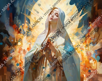 Mary In The Light of His Love - Art Digital Download - Catholic Inspiration - Virgin Mary