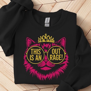 Princess Donut Sweatshirt, This is an Outrage Sweater, Dungeon Crawler Carl Shirt, Cozy Fantasy Reader Gift, Bookish Cat Lover Pullover