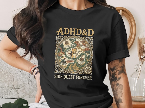 Funny DnD Shirt, ADHD&D Side Quest Forever Shirt, Funny DnD Tee, Dungeons and Dragons Shirt Women, Comfort Colors, Fantasy Tee, Gamer Gift