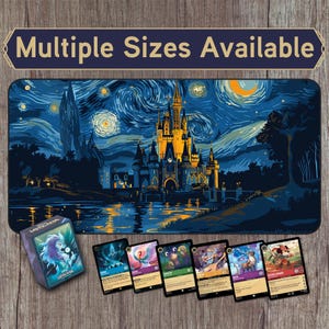 Tapete de juego de cartas Lorcana Starry Night Castle, tapete de juego TCG, tapete de escritorio, tapete de escritorio de oficina, gran regalo para fanáticos de los juegos de mesa