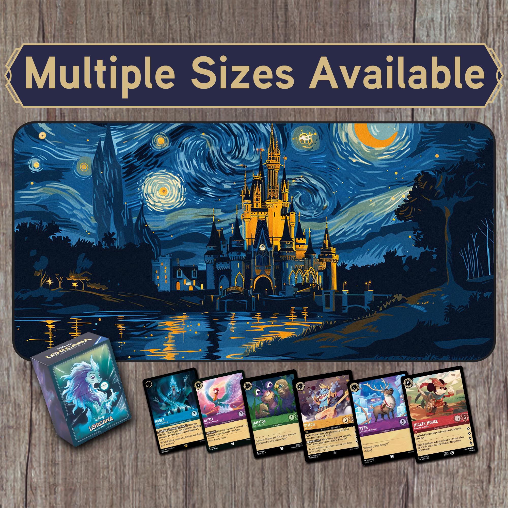 シンデレラ城ラバープレイマット（ロアカウンター・ガイドあり）ロルカナ Lorcana TCGゲームマット、チャンピオンステッチ、ロックスター