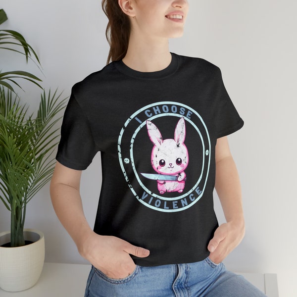 Cute Bunny Violence Shirt, Funny animal shirt, Cute bunny shirt, Vintage Shirt, Retro Tee  Unisex soft T-shirt