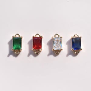 Jewellery Connectors - Glass Rectangle Links with Long-Lasting Gold Plated Brass - Emerald Green, Red, Blue